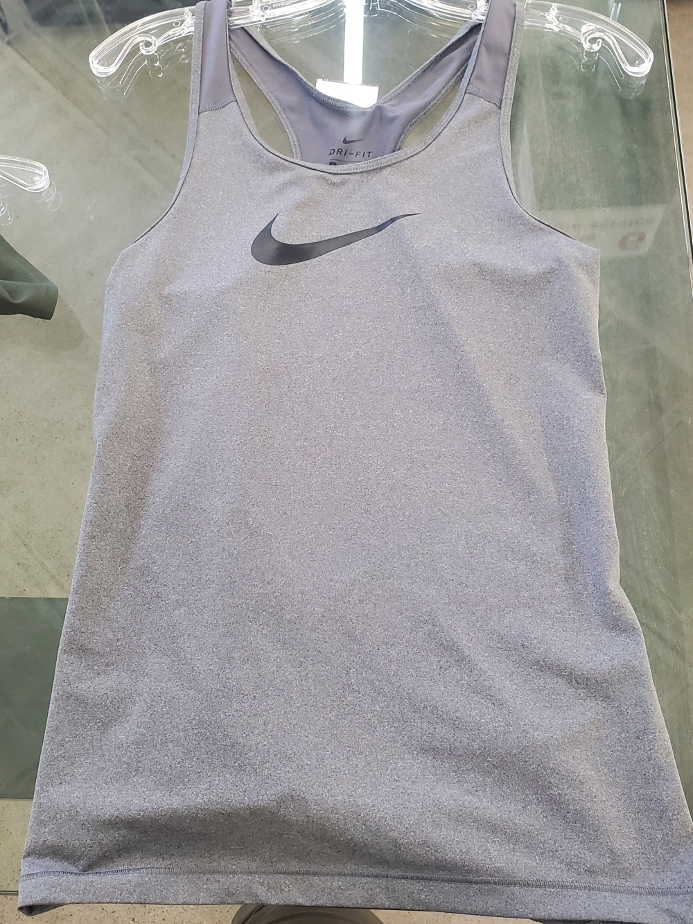 Lightweight Nike Grey Racerback Dri-FIT Tank Top with Black Swoosh Size Medium